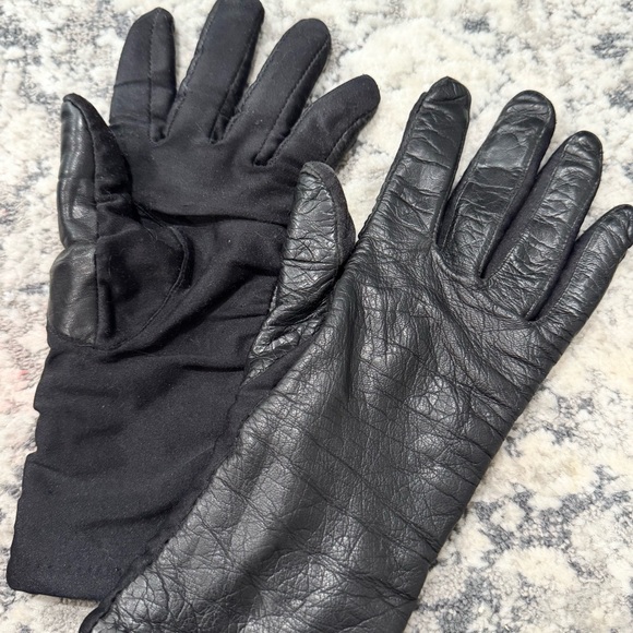 Isotoner Black Genuine Leather VINTAGE Winter Gloves - Picture 3 of 8
